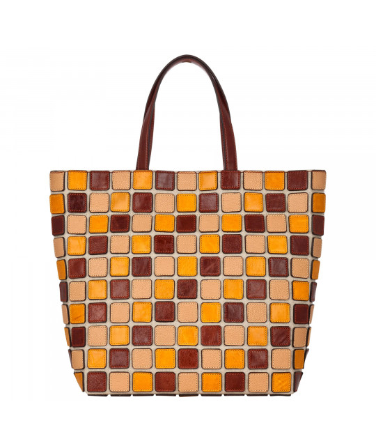 Mosaique Bonton Sacs Cabas Shopping en Cuir de vachette KESSLORD